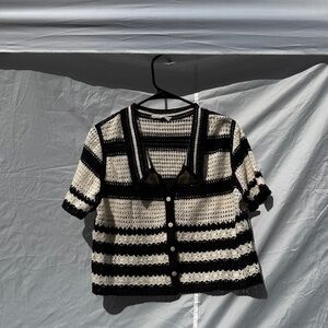 Black and White Crochet Crop Top